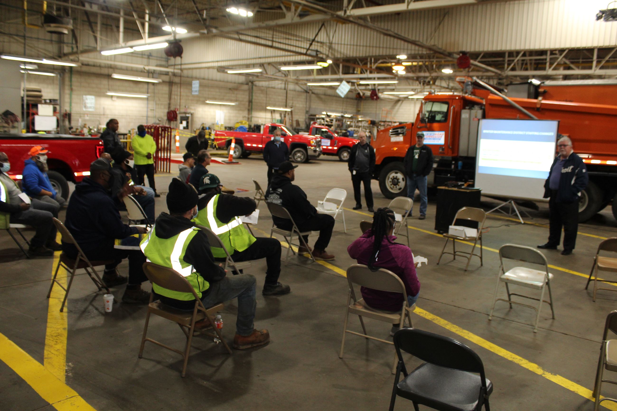Winter maintenance operational review with staff at the Southfield garage on Oct. 29, 2021.