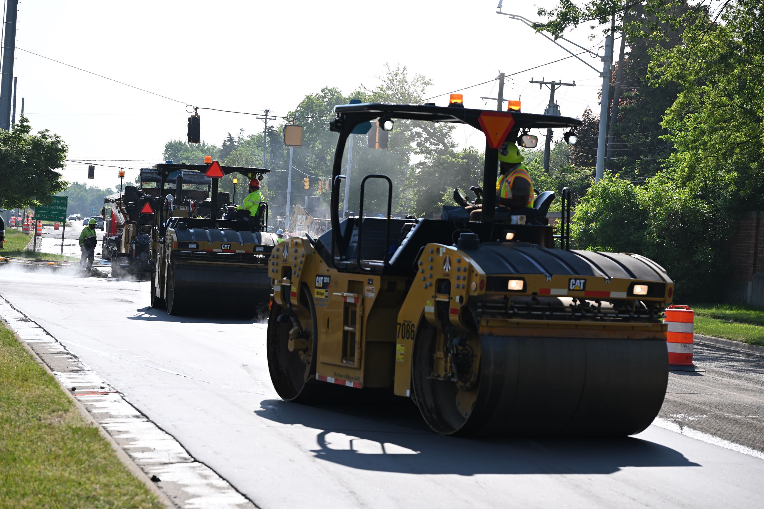 Asphalt paving on 11 Mile Road, west of Southfield Road