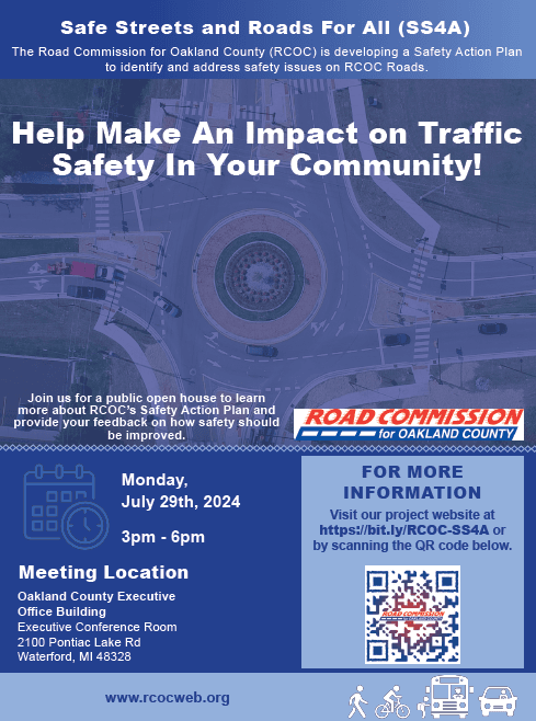 Safe Streets for All public information meeting flyer for July 29 