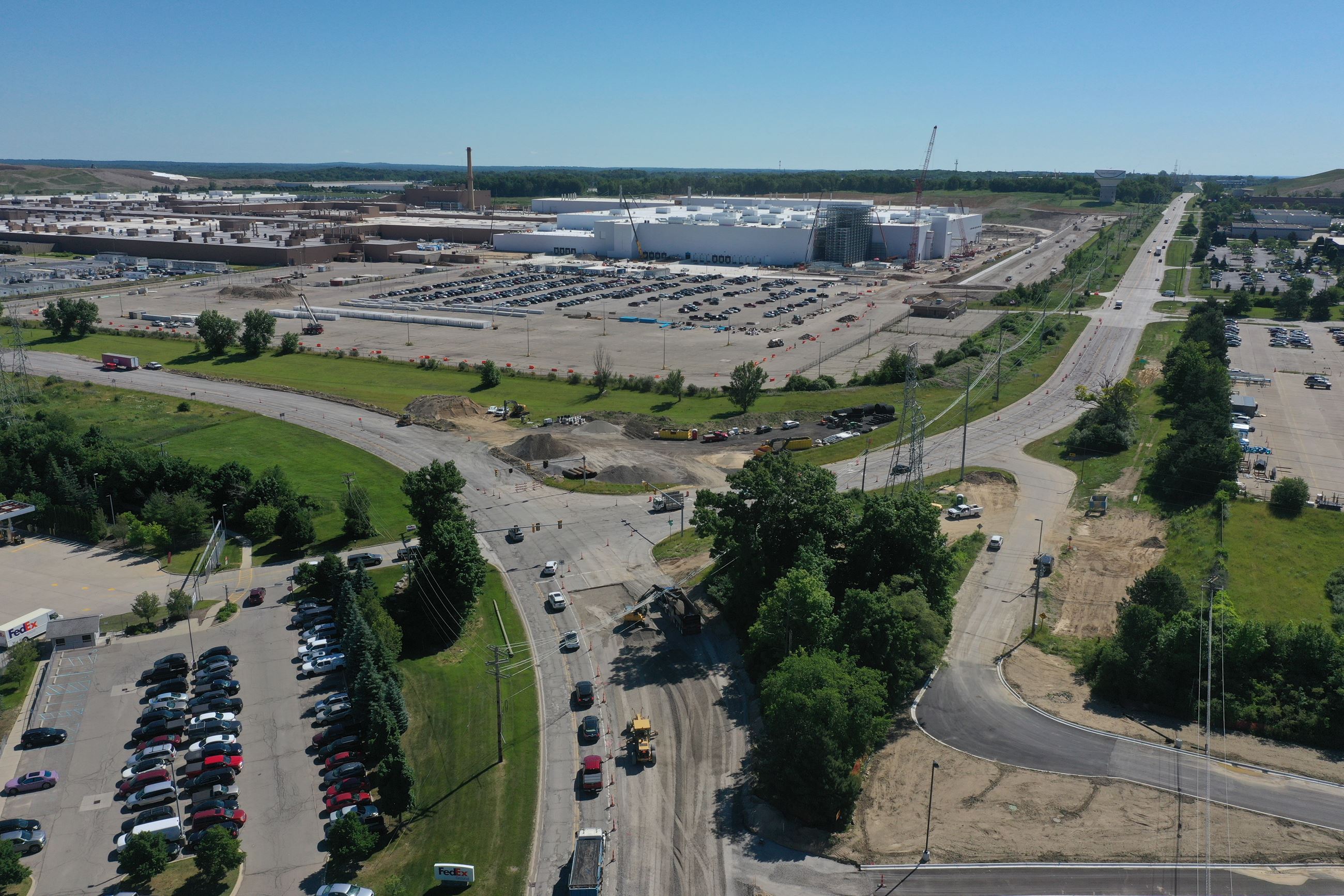 Brown, Giddings and Silver Bell roads aerial image during construciton in June 