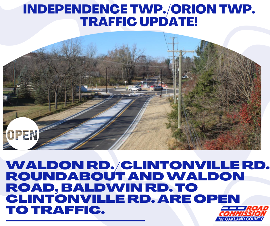 Waldon Road/Clintonville Road roundabout image, open to traffic on 11/8/24