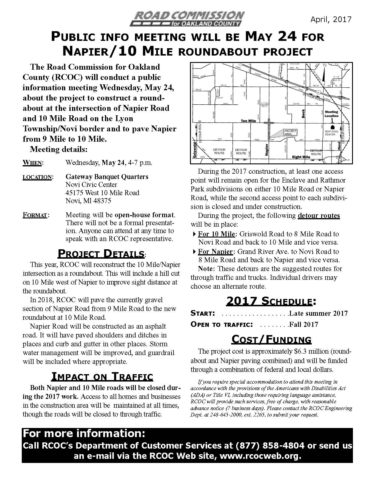 2017 Napier/10 Mile Road Information Flier