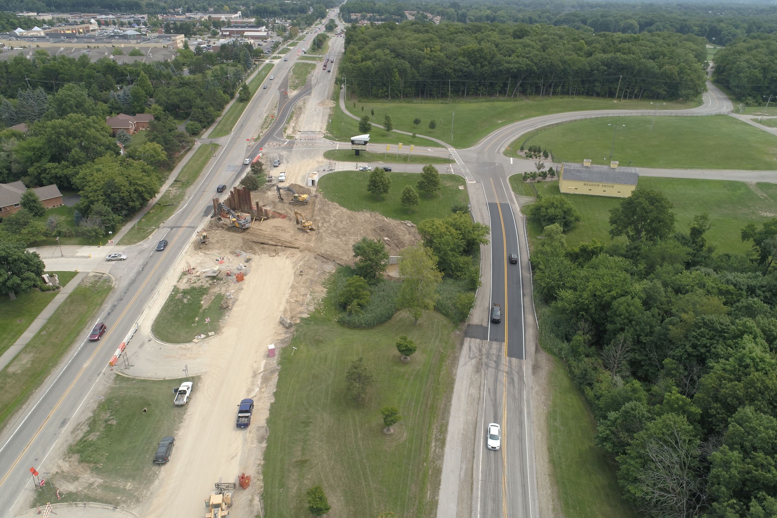 Aerial Shot of Walton Blvd Looking East