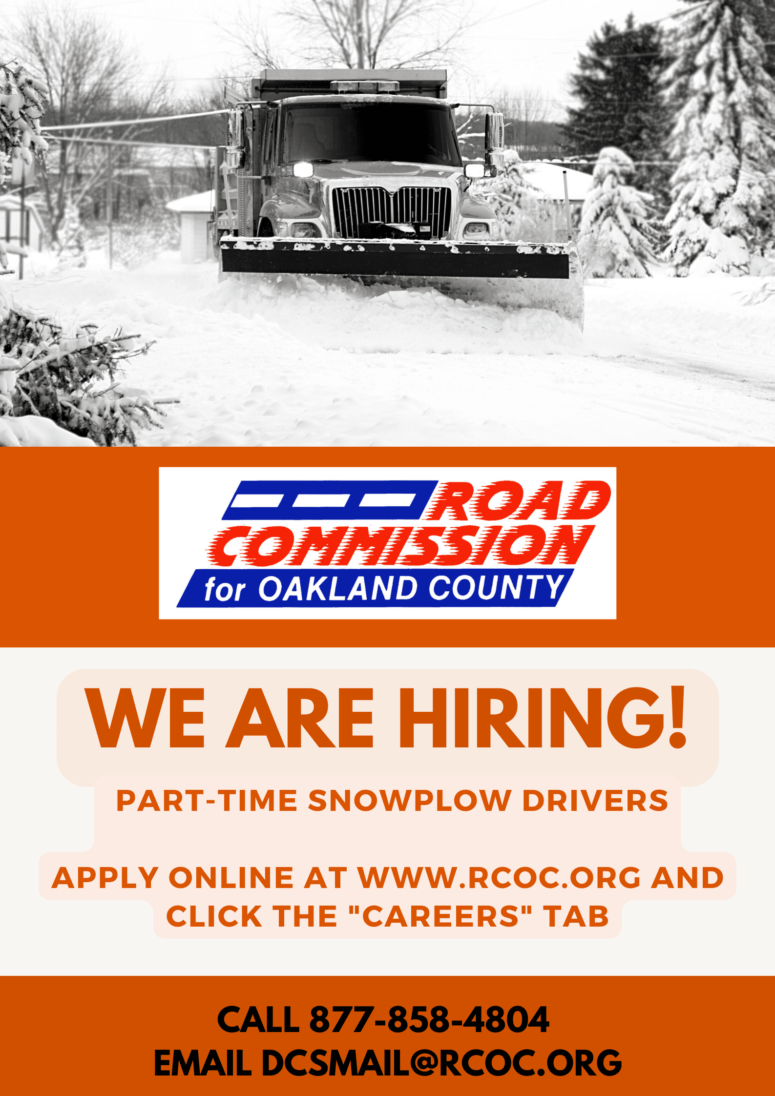 RCOC hiring part-time snowplow drivers/maintenance workers image