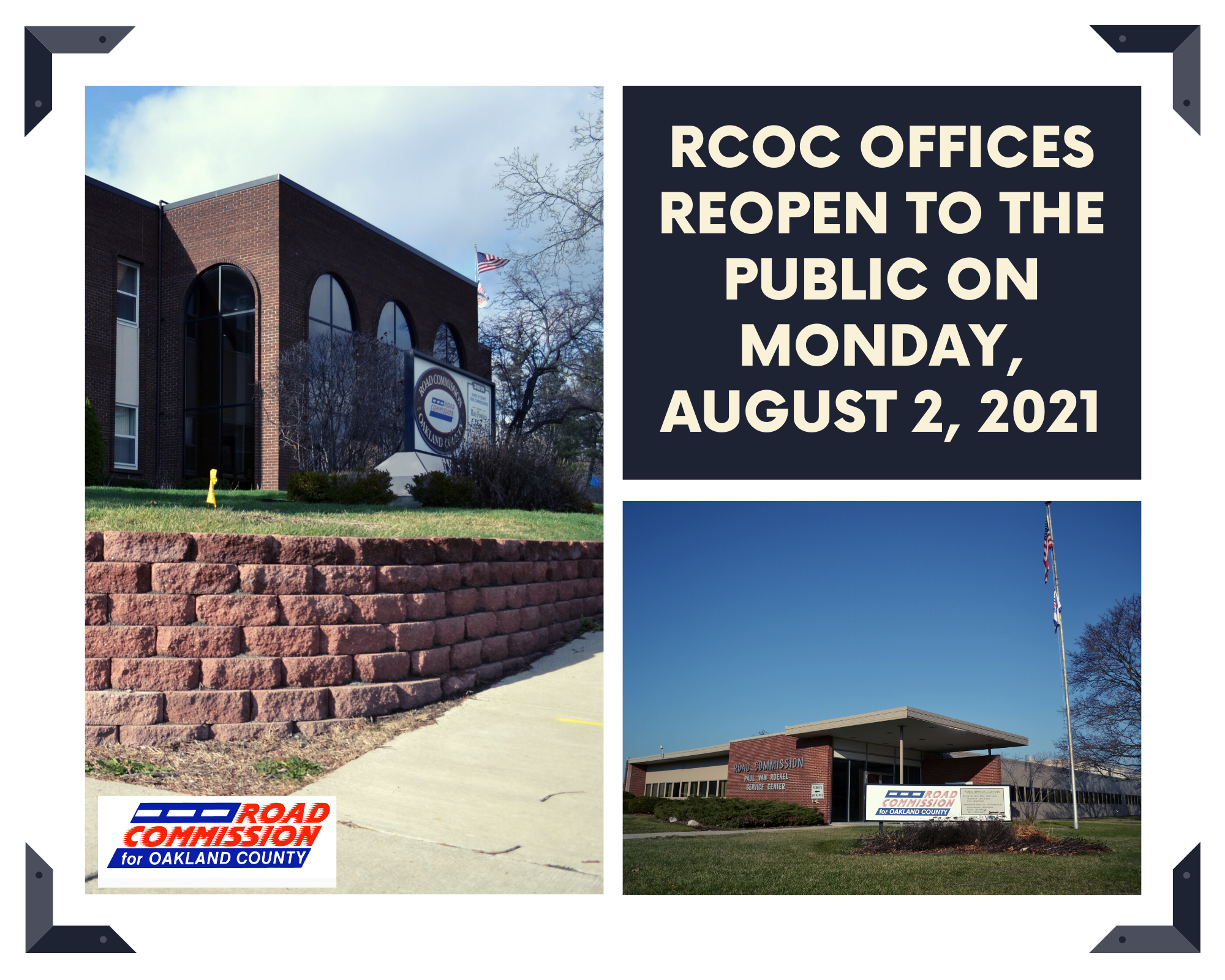RCOC OFFICES REOPEN TO THE PUBLIC ON MONDAY, AUGUST 2, 2021 image